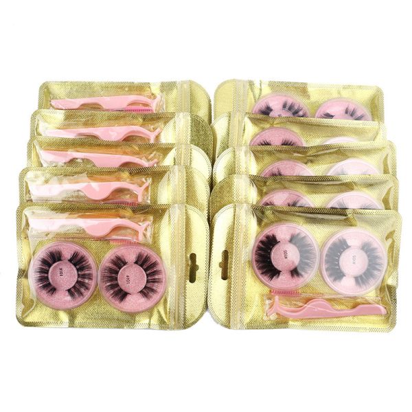 False Eyelashes Mink Hair Natural Bushy Round Set Beauty Tools - Image 3